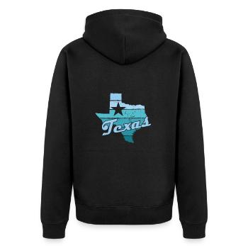 Texas Amerikanischer Staat - Unisex Premium Bio Zip Hoodie - Schwarz - Hinten - Nico (187cm)