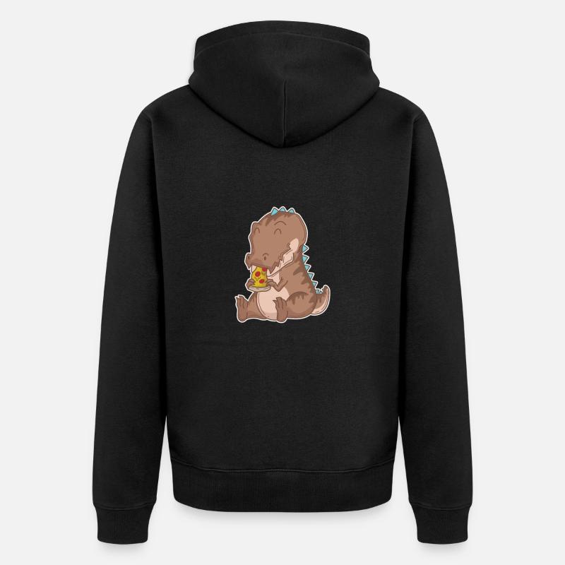 Dino aime la pizza - Veste à capuche bio Premium Unisexe - noir