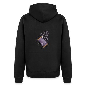 Sewing Paths Role - Unisex Premium Organic Zip Hoodie - black - Back - Nico (187cm)