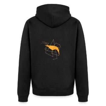 Origami shrimp as paper form - Unisex Premium Organic Zip Hoodie - black - Back - Nico (187cm)