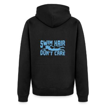 Swim Hair Don't Care Swimming and Hairdresser - Unisex Premium Organic Zip Hoodie - black - Back - Nico (187cm)