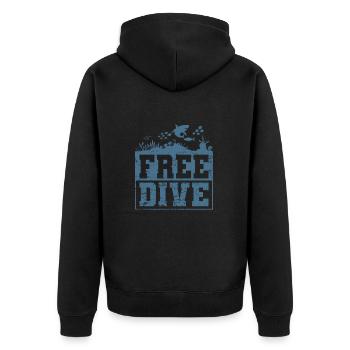 Apnoetauchen im Ozean Free Dive - Unisex Premium Bio Zip Hoodie - Schwarz - Hinten - Nico (187cm)