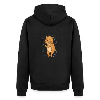 Säbelzahntiger mag Musik Wildkatze Raubtier - Unisex Premium Bio Zip Hoodie - Schwarz - Hinten - Nico (187cm)
