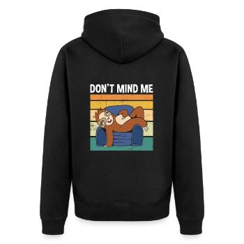 Don't Mind Me Cute Sloth - Unisex Premium Organic Zip Hoodie - black - Back - Nico (187cm)