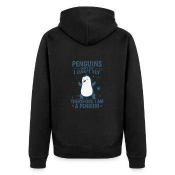 Penguins can't Fly I am a Penguin bird - Unisex Premium Organic Zip Hoodie - black - Back - Nico (187cm)