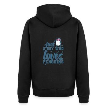 Juste un garçon qui aime Penguins Bird - Veste à capuche bio Premium Unisexe - noir - Dos - Nico (187cm)