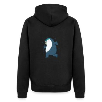 Pinguin geht Joggen Antarktis Tier - Unisex Premium Bio Zip Hoodie - Schwarz - Hinten - Nico (187cm)