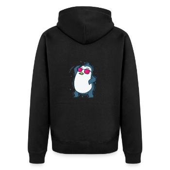 Pinguin am Tanzen Antarktis Vogel - Unisex Premium Bio Zip Hoodie - Schwarz - Hinten - Nico (187cm)