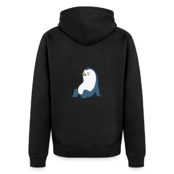 Le pingouin et le ciel nocturne Antarctique - Veste à capuche bio Premium Unisexe - noir - Dos - Nico (187cm)