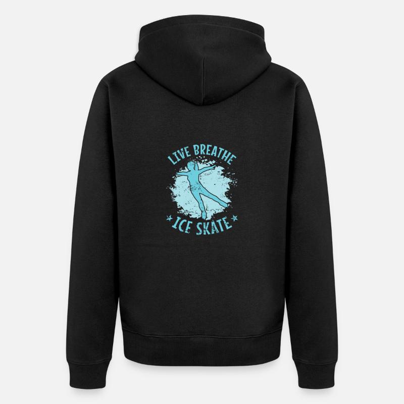 Live Breath Patinage à glace - Veste à capuche bio Premium Unisexe - noir