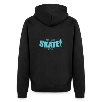 Eat Sleep Skate Repeat Schlittschuhlaufen - Unisex Premium Organic Zip Hoodie - black - Back - Nico (187cm)