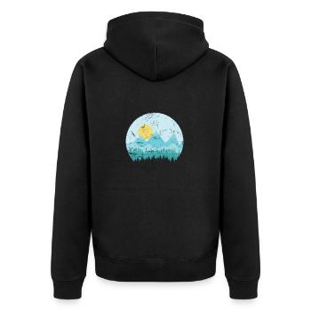 Montagnes avec paysage enneigé et forêts - Veste à capuche bio Premium Unisexe - noir - Dos - Nico (187cm)
