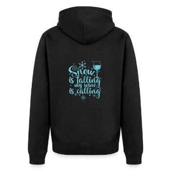 Snow is falling my Wine is calling Winter - Unisex Premium Bio Zip Hoodie - Schwarz - Hinten - Nico (187cm)