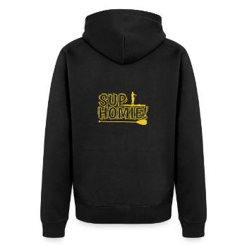 SUP Home! Stand up Paddle Balance halten - Unisex Premium Bio Zip Hoodie - Schwarz - Hinten - Nico (187cm)