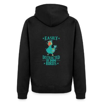 Easily Distracted by Dodo Birds Tier - Unisex Premium Organic Zip Hoodie - black - Back - Nico (187cm)