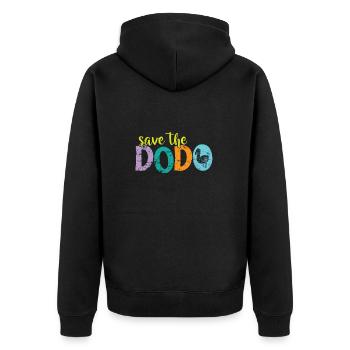 Save the Dodo Vogel aus Mauritius - Unisex Premium Bio Zip Hoodie - Schwarz - Hinten - Nico (187cm)