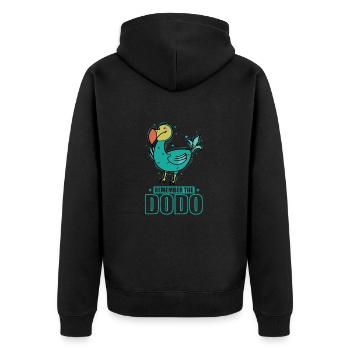 Remenber the Dodo Vogel aus Mauritius - Unisex Premium Bio Zip Hoodie - Schwarz - Hinten - Nico (187cm)