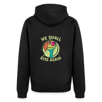 We Shall Rise Again Vogel aus Mauritius - Unisex Premium Bio Zip Hoodie - Schwarz - Hinten - Nico (187cm)