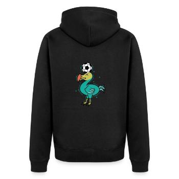 Dodo plays football bird from Mauritius - Unisex Premium Organic Zip Hoodie - black - Back - Nico (187cm)