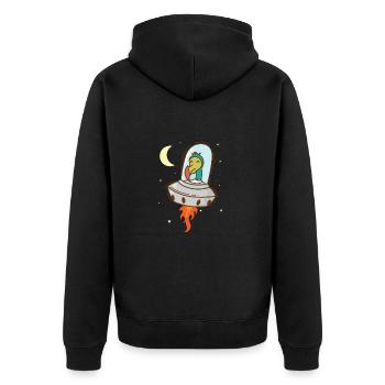 Dodo im Weltall Vogel aus Mauritius - Unisex Premium Bio Zip Hoodie - Schwarz - Hinten - Nico (187cm)