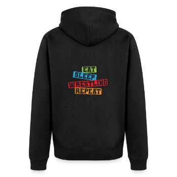 Eat sleep Wrestling Repeat Show Fight - Unisex Premium Organic Zip Hoodie - black - Back - Nico (187cm)