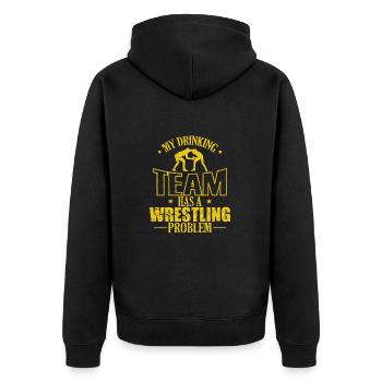 My Drinking Team has a Wrestling Problem - Unisex Premium Organic Zip Hoodie - black - Back - Nico (187cm)