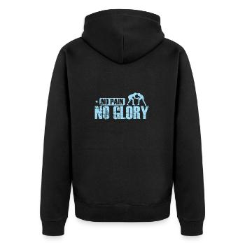 No Pain No Glory Show Ring-Fight Drama - Unisex Premium Organic Zip Hoodie - black - Back - Nico (187cm)