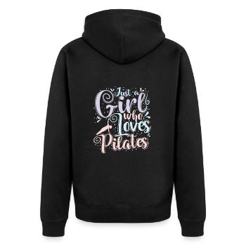 Just a Girl who Loves Pilates Powerhouse - Unisex Premium Organic Zip Hoodie - black - Back - Nico (187cm)