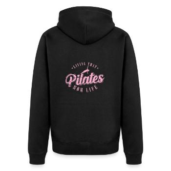 Living that Pilates Mom Life Powerhouse - Unisex Premium Organic Zip Hoodie - black - Back - Nico (187cm)