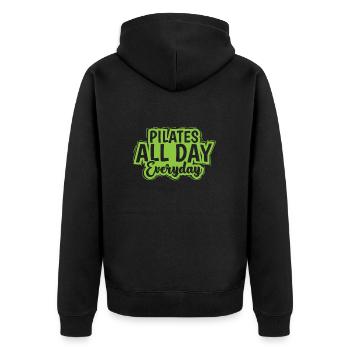 Pilates all Day Everyday Powerhouse - Unisex Premium Organic Zip Hoodie - black - Back - Nico (187cm)