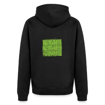 Pilates Sport Powerhouse Fitness - Unisex Premium Organic Zip Hoodie - black - Back - Nico (187cm)