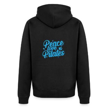 Peace Love Pilates Powerhouse Fitness - Unisex Premium Organic Zip Hoodie - black - Back - Nico (187cm)