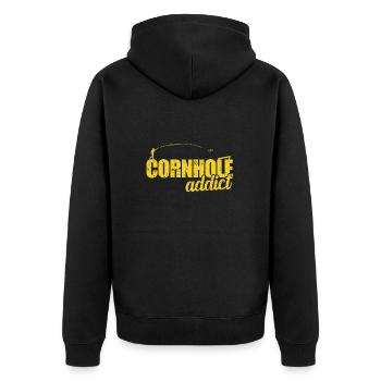 Cornhole addict game leisure hobby - Unisex Premium Organic Zip Hoodie - black - Back - Nico (187cm)