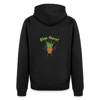 Aloe there! Aloe Vera Creme Kosmetik - Unisex Premium Bio Zip Hoodie - Schwarz - Hinten - Nico (187cm)
