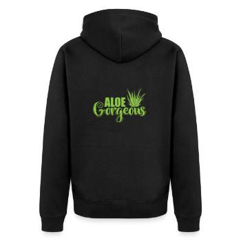 Aloe Gorgeous Aloe Vera Creme Kosmetik - Unisex Premium Bio Zip Hoodie - Schwarz - Hinten - Nico (187cm)