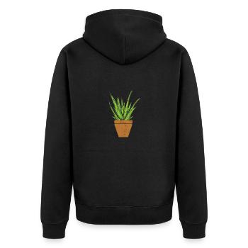 Pflanze Aloe Vera Kosmetik Natur - Unisex Premium Bio Zip Hoodie - Schwarz - Hinten - Nico (187cm)