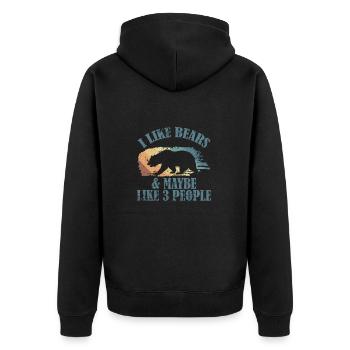 I Like Bears and Maybe 3 People Forest Animal - Unisex Premium Organic Zip Hoodie - black - Back - Nico (187cm)