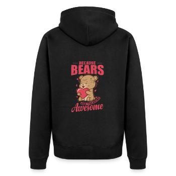Because Bears are freaking Awesome Wald Tier - Unisex Premium Bio Zip Hoodie - Schwarz - Hinten - Nico (187cm)