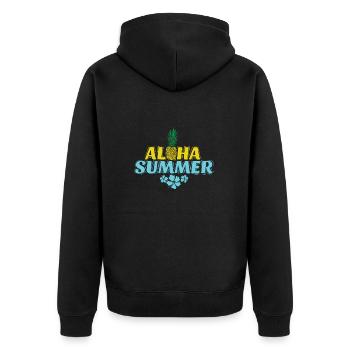 Aloha Summer Pineapple Sweet Fruit Tropical - Unisex Premium Organic Zip Hoodie - black - Back - Nico (187cm)