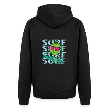 Surf Surf Surf Coconut Palm Exotic - Unisex Premium Organic Zip Hoodie - black - Back - Nico (187cm)