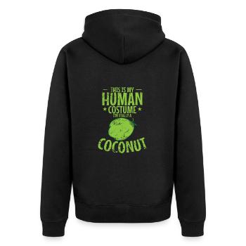 This is my Human Costume I'm Really a Coconut - Unisex Premium Bio Zip Hoodie - Schwarz - Hinten - Nico (187cm)