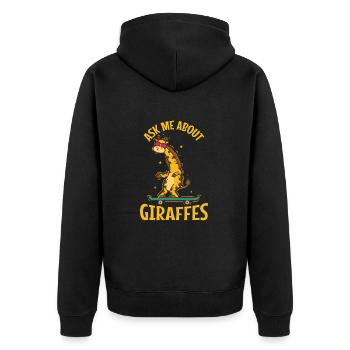 Ask me about Giraffes Zoo Safari - Unisex Premium Organic Zip Hoodie - black - Back - Nico (187cm)