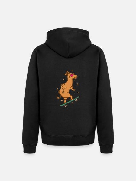 Camel on the skateboard dromedary - Unisex Premium Organic Zip Hoodie - black