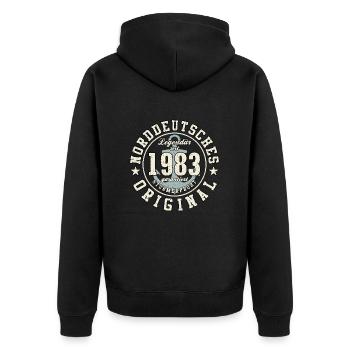 40. Geburtstag Norddeutsches Original geboren 1983 - Unisex Premium Bio Zip Hoodie - Schwarz - Hinten - Nico (187cm)