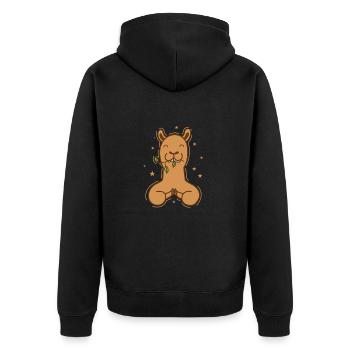 Kamel beim essen Dromedar Wüste Tier - Unisex Premium Bio Zip Hoodie - Schwarz - Hinten - Nico (187cm)