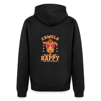 Camels make my Happy Wüste Dromedar Tier - Unisex Premium Bio Zip Hoodie - Schwarz - Hinten - Nico (187cm)