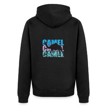 Camel Wüste Dromedar Höcker Karawane - Unisex Premium Bio Zip Hoodie - Schwarz - Hinten - Nico (187cm)