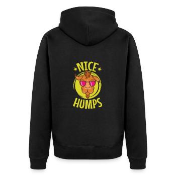 nice Humps cooles Kamel Dromedar - Unisex Premium Bio Zip Hoodie - Schwarz - Hinten - Nico (187cm)