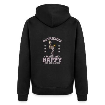 Les autruches me rendent heureux Pas tellement - Veste à capuche bio Premium Unisexe - noir - Dos - Nico (187cm)