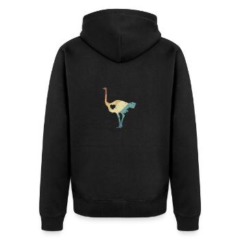 Strauß Vogel Tier in der Savanne - Unisex Premium Bio Zip Hoodie - Schwarz - Hinten - Nico (187cm)